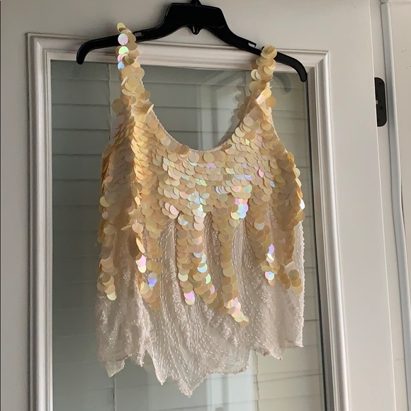 Vintage Tops - Vintage NEW YORK PARIS ROME sequin top SMALL